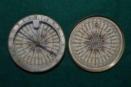 A late 18th/early 19th century brass circular pocket compass with screw off cover.