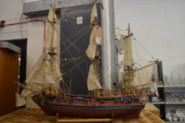 A model of a galleon.