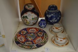 Oriental ceramics to include ginger jars and covers.