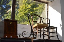 A coal purdonium, hall table and two chairs.