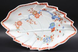 A BOW LEAF SHAPED DISH, Circa 1760. 11.5ins long x 7.5ins wide. Provenance:MERCURY ANTIQUES.