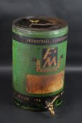 AN F. M. INDUSTRIAL LUBRICANT DRUM with tap. 44cms high.