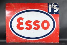 A LARGE VINTAGE ESSO ENAMEL SIGN, oval Esso in red, white and blue 1/5. 92cms x 122cms.