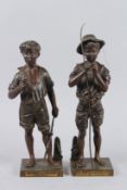 PAR LAVERGNE. A PAIR OF BRONZES OF YOUNG BOYS. 