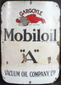 A VINTAGE ADVERTISING SIGN FOR GARGOYLE MOBILOIL produced by the Vacuum Oil Company Ltd, with red