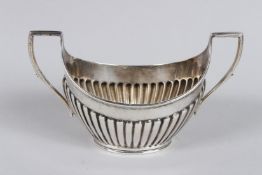 A VICTORIAN SEMI-FLUTED TWO HANDLED SUGAR BASIN. Sheffield 1898.