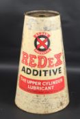 A RED EX ADDITIVE OIL DRUM. 49cms high.