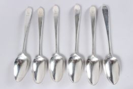 A SET OF SIX IRISH GEORGE III TABLESPOONS. Dublin 1791. Weight 11ozs.