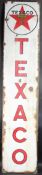 A LONG NARROW VINTAGE TEXACO ENAMEL SIGN. 29CMS X 140CMS.