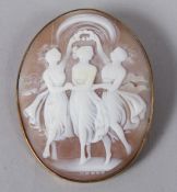 A VICTORIAN OVAL CAMEO BROOCH 