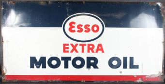 A VERY LARGE VINTAGE ESSO MOTOR OIL ENAMEL SIGN. 90cms x 180cms.