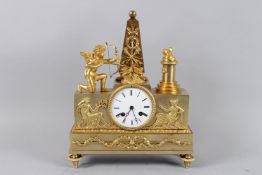 A GOOD LOUIS XVITH ORMOLU CLOCK of classical design, with a cupid with a bow and arrow, love birds