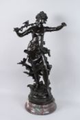 LOUIS MOREAU 1793 - 1873. NYMPHE DES BOIS standing on a circular marble base. Signed and
