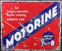 A VINTAGE PRICES MOTORING MOTOR OILS ENAMEL SIGN. 60cms x 60cms.