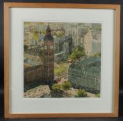 DIANA FENNEY 'From the London Eye into the Sun' batik on paper, signed with initials 35.5 x 36.5cm