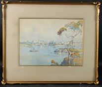HERBERT WALTER COTTON View of Sydney Harbour, watercolour, signed, dated indistinctly, 27.5 x 36.