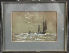 MARITIME SCHOOL (19TH CENTURY) Fishing and other sailing boats off a headland, watercolour and