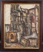 20TH CENTURY SCHOOL View of a Cathedral, oil on board, signed indistinctly, 61 x 48cm