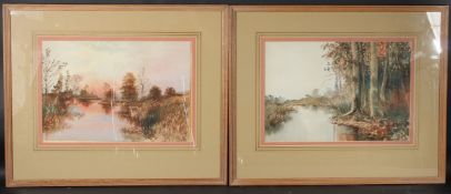 EDWARD NEVIL (19TH / 20TH CENTURY) Landscape with river, and another similar, pair of