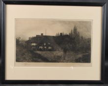 DAVID LAW The Swan on the Thames, Pangbourne etching, signed in pencil, 21 x 35cm