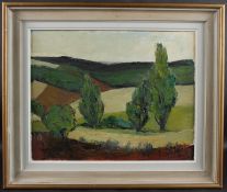 20TH CENTURY SCHOOL Landscape with trees, oil on canvas, indistinctly signed and titled verso, 39