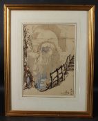 CIRCLE OF WILLIAM MULLER 'Rumbling Brig' pencil and watercolour, signed, inscribed and dated 1845,