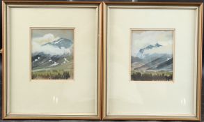DOROTHY DEAN (20TH CENTURY) 'The Rocky Mountains Canada' pair of gouaches on paper inscribed