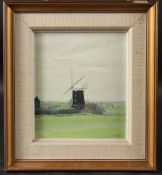 BRIAN WRIGHT 'The Tower Windmill Burnham Overy Staithe' oil on board, signed and inscribed on