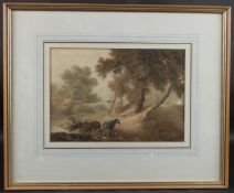 JAMES HOLWORTHY (1781-1841) 'Scene near Windsor Forest' watercolour, inscribed labels verso 23.5 x