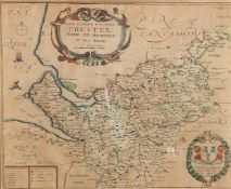 RICHARD BLOME (1635-1705) 'The County Palatine of Chester' hand coloured engraved map, 26.5 x 32.