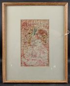 EILEEN AGAR (1904-1991) Abstract watercolour on creased paper, signed 31 x 19cm