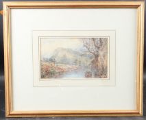 THOMAS BAKER OF LEAMINGTON (1809-1864) High Tor, Matlock with figures on a riverside path