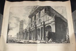 F PIRANESI View of the Basilica of St Paul, Rome engraving. unframed, plate 41 x 60cm overall 53 x