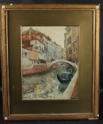 A SICKERT (19TH / 20TH CENTURY) Venice canal view with gondola watercolour, signed, 44 x 34cm