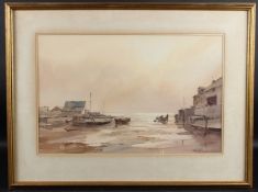 ASHTON (20TH CENTURY) Low tide harbour, watercolour, signed, 34 x 53cm