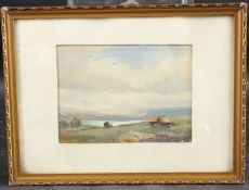 IRISH OR SCOTTISH SCHOOL (20TH CENTURY) Figure on a track near a loch side bothy, watercolour,