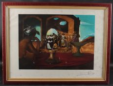 SALVADOR DALI 'Slave Market with the Disappearing Bust of Voltaire' colour lithograph, signed in