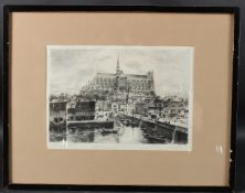 HENRI TOUSSAINT (1849-1911) 'Amiens Cathedral' etching 17.5 x 26cm