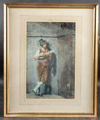 CONTINENTAL SCHOOL (19TH CENTURY) 'The Troubadour' watercolour, inscribed verso 'Georges Vassari