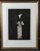 20TH CENTURY SCHOOL Lilies in a tall vase colour print 18/50 signed indistinctly in pencil, 48.5 x