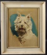 LAMBERT (20TH CENTURY) West Highland White Terrier oil on board, signed, 43 x 34.5cm