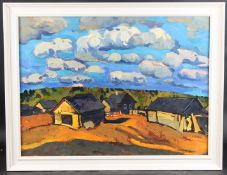 YURI MATUSHEVSKI (1930-1999) Village under a cloudy sky, oil on board, 53 x 71cm
