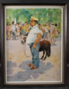 BRITISH SCHOOL (20TH CENTURY) Spanish or Frenchman with a donkey oil on board, 60 x 45cm