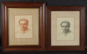 ALPHONSE LEGROS Portrait head of a man. two versions in sepia and grey, 33 x 25cm (2)