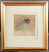 SUE READ (CONTEMPORARY) Primula in a glass vase, watercolour, signed with initials, 17.5 x 17.5cm