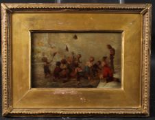 ALBERT LUDOVICI Children playing, oil on panel 12.5 x 20.5cm