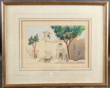JOSEPH GALEA (1904-1985) Pieta Church Malta watercolour, signed, 19 x 29cm