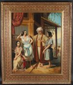 ORIENTALIST SCHOOL (19TH CENTURY) Scene of a father and his daughters with a suitor, oil on