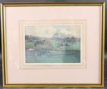 ENGLISH SCHOOL (19TH CENTURY) Landscape with cottage, watercolour signed indistinctly, 15 x 23cm