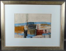 20TH CENTURY SCHOOL Abstract in the style of the St Ives School oil on paper, signed indistinctly 34